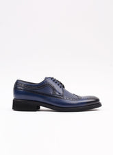 Lacivert Antik Deri Erkek Klasik Ayakkabı - Oggi Shoes